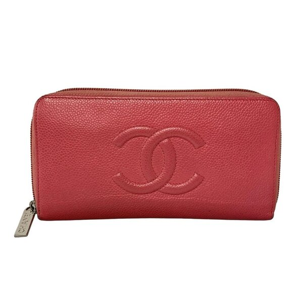 Auth CHANEL - Pink Calfskin Long Wallet - Picture 2 of 14